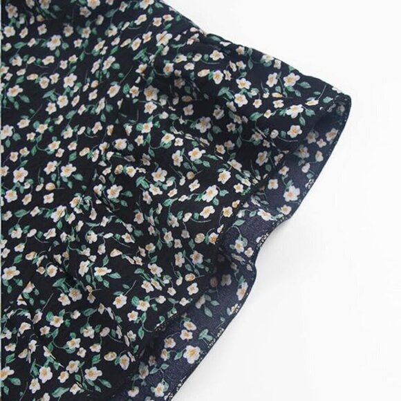 NWT - NIMIN High Waisted Smocked Casual Ruffled Floral Print Shorts with Pockets - Picture 4 of 9